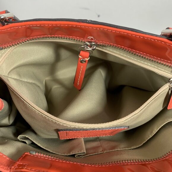COACH Hampton Orange Patent Embossed Leather Medium Carryall F14413 Shoulder Bag - Picture 15 of 16